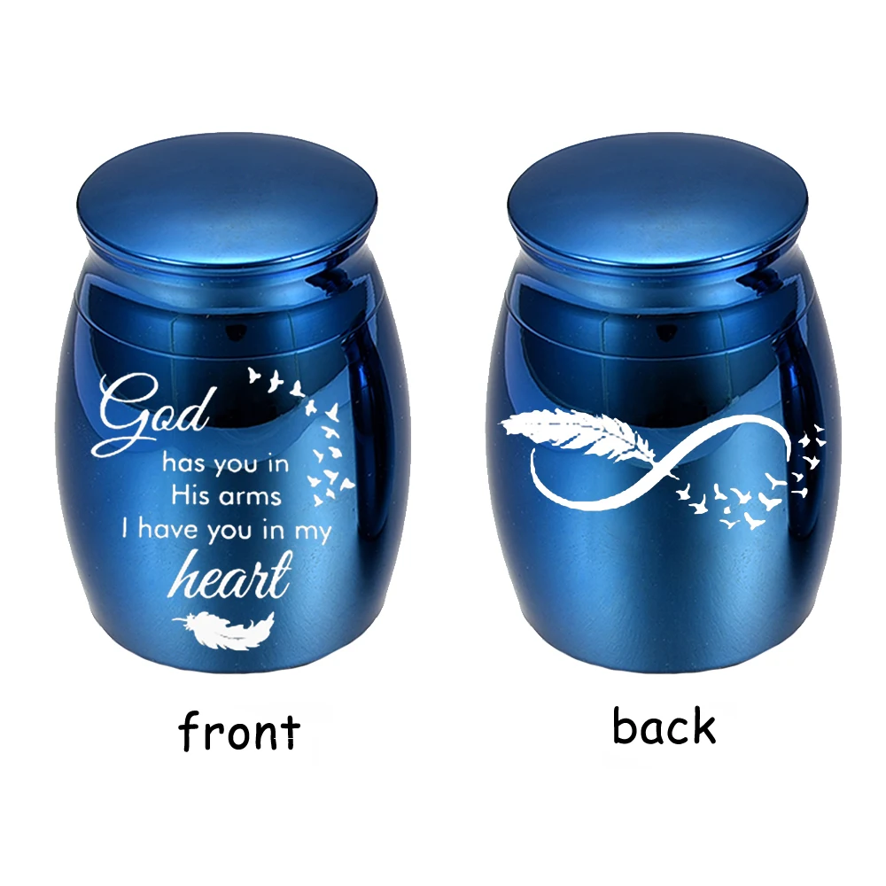 Mini Cremation Urn Double Sided Engraving Pattern Memorial Pet Human Ashes Stainless Steel Funeral Casket Cat Dog Keepsake Urns