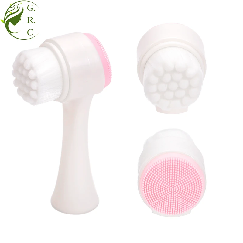 2 In 1 Green Stand Spin Spa Silicon Makeup Remove Dry Face Massage Exfoliator Foam Clean Brushes Facial Cleansing Brush With Box