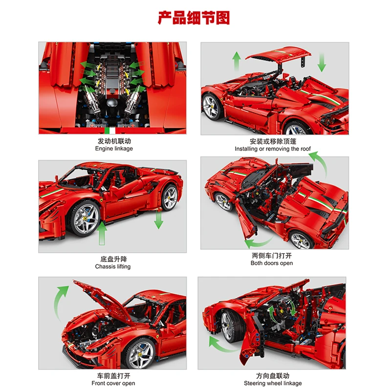 JDM F8 High-Tech Series Super Car JD018 Building Blocks Model Remote Control MOC Block toy Racing Car Brick Gift for Adults kids