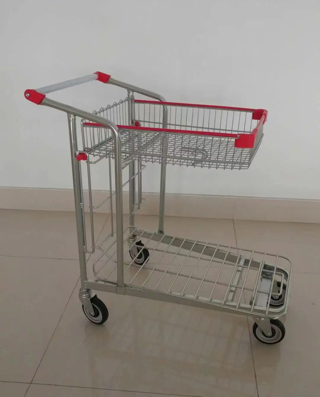 Classical Metallic Four Wheels Supermarket Shopping Cart Trolley