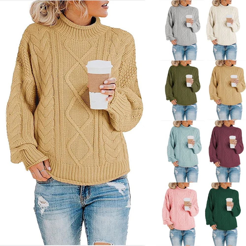 Womens plus size Turtleneck Oversized Sweaters Batwing sweaters for women Long Sleeve Pullover Loose Chunky Knit Jumper