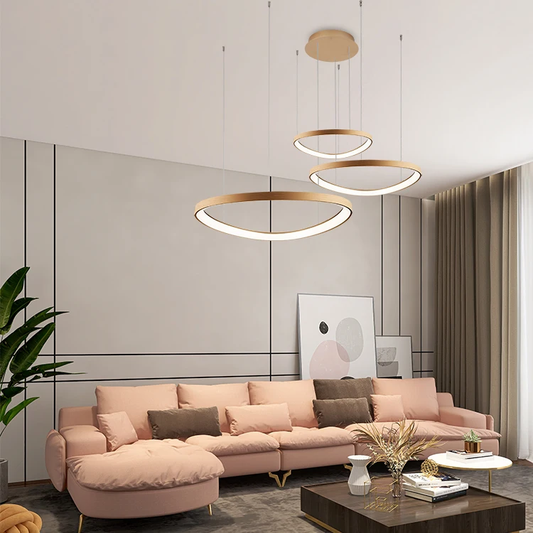 ETL approved Pendant lamp three suspended ring light modern living room chandelier