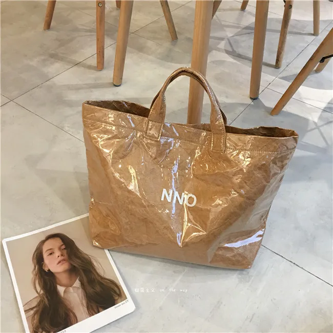 Waterproof Reusable Large Kraft Dupont Paper Tote Bag Canvas Handbag Durable Tyvek Tote Pvc Shopping Bag