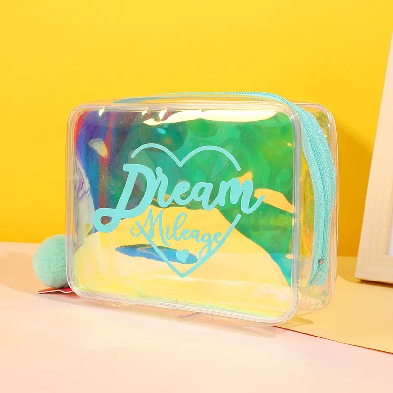 New Fashion Transparent Laser Pvc Cosmetic Bag Large Capacity Travel Makeup Bag Holographic Toiletry Bag