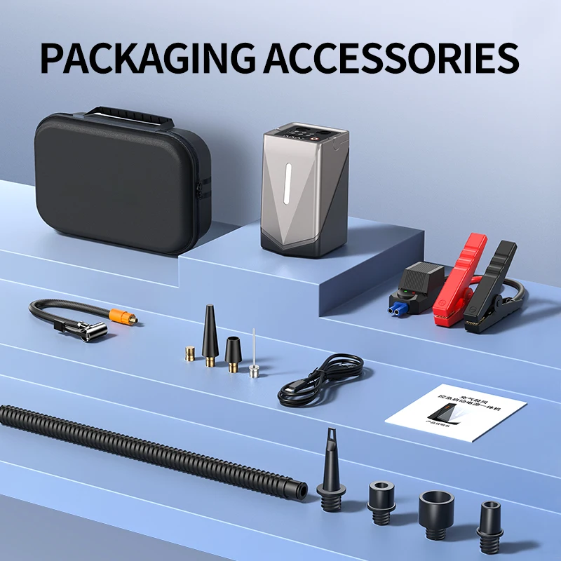 2024 new Wireless portable Rechargeable Multi-function Tire Inflator  Car Jump Starter blower All-in-One Machine