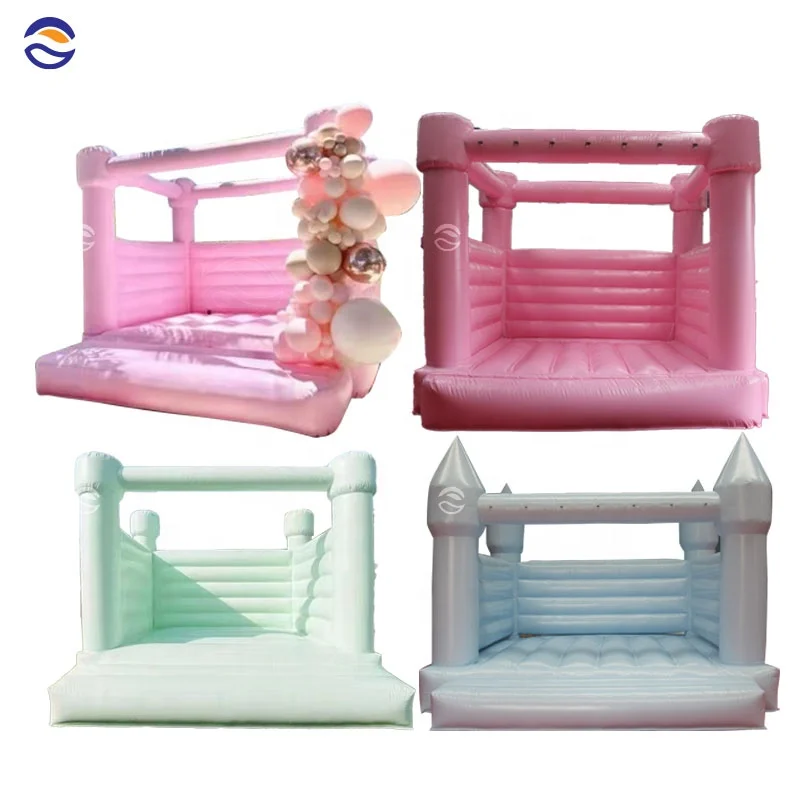 Custom Mini White Inflatable Wedding Castle Bounce House 8x8 Bouncy Jumping Bouncer With Blower For Party