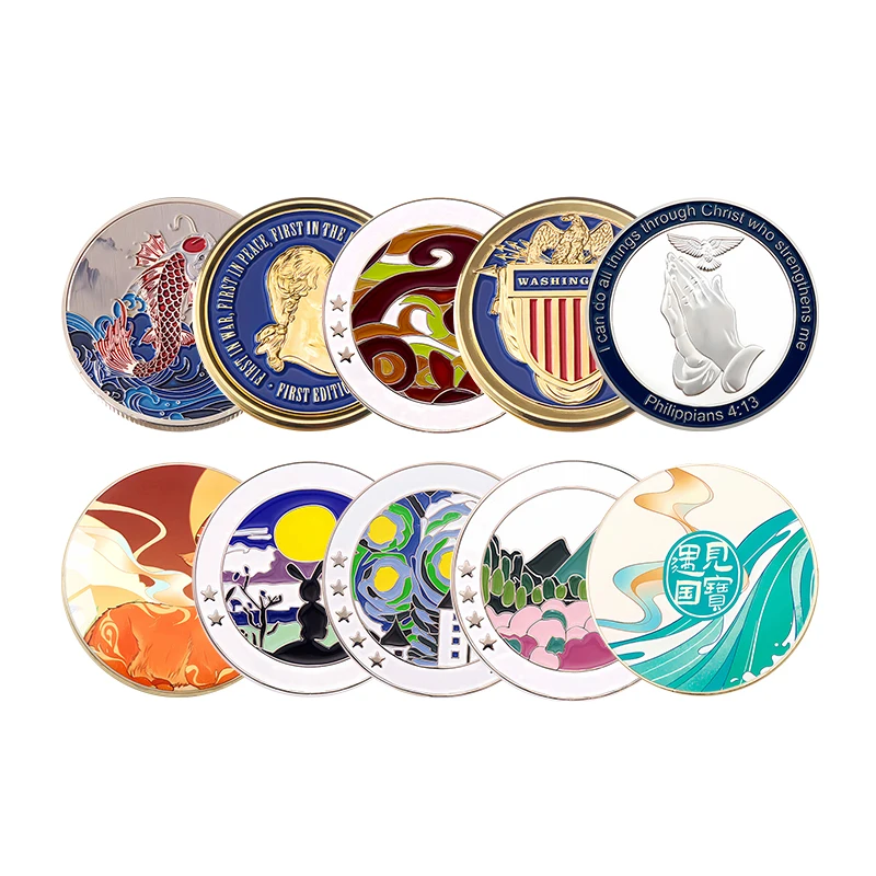 Custom Design Antique Gold Silver Challenge Coin Die Stamped Zinc Alloy Brass Coin 2D 3D Metal Custom Coins Collections