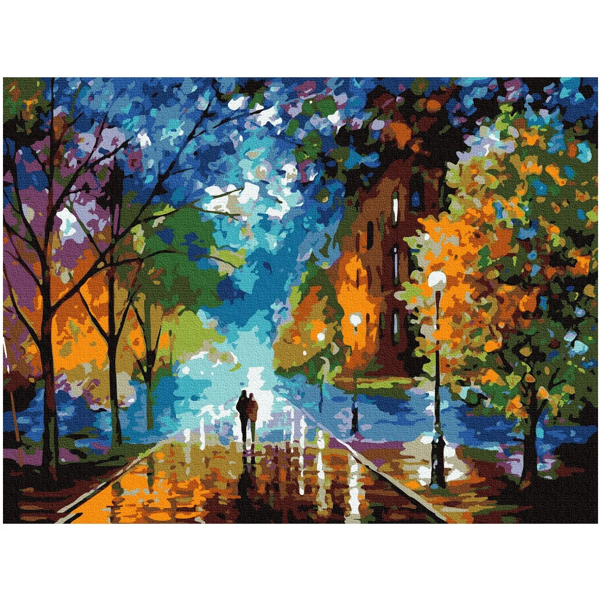 Psychedelic illusion color oil painting DIY walker night street landscape painting home abstract decorative painting by numbers