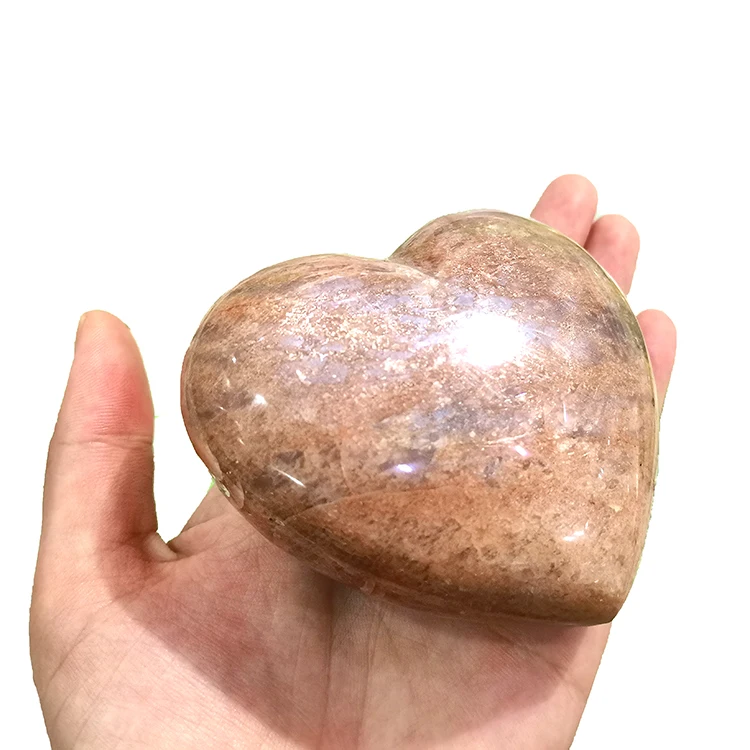 Wholesale Natural Healing Sunstone Heart Polished  Sunstone Quartz Heart Crystal Craft Sunstone Heart For  Decoration