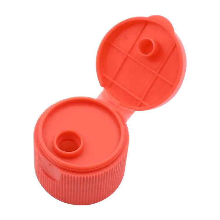 Can Custom Color Squeeze Sauce Bottles Containers Cap,Red 27/410 27mm Food Grade Plastic PP Ribbed Flip Top Cap Lid