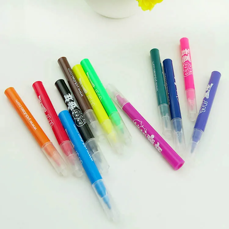 12pcs/pvc Bag Mini Kids Washable Color Pen Promotional Drawing Water Color Pen ,Custom Design Marker