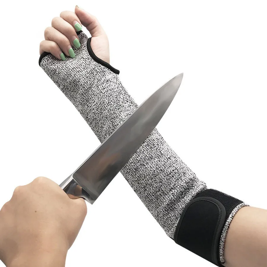 Cut Resistant Sleeves for Arm Work Protection Safety in EN388 Level 5, Anti-Puncture Choice With or Without Thumb Hole