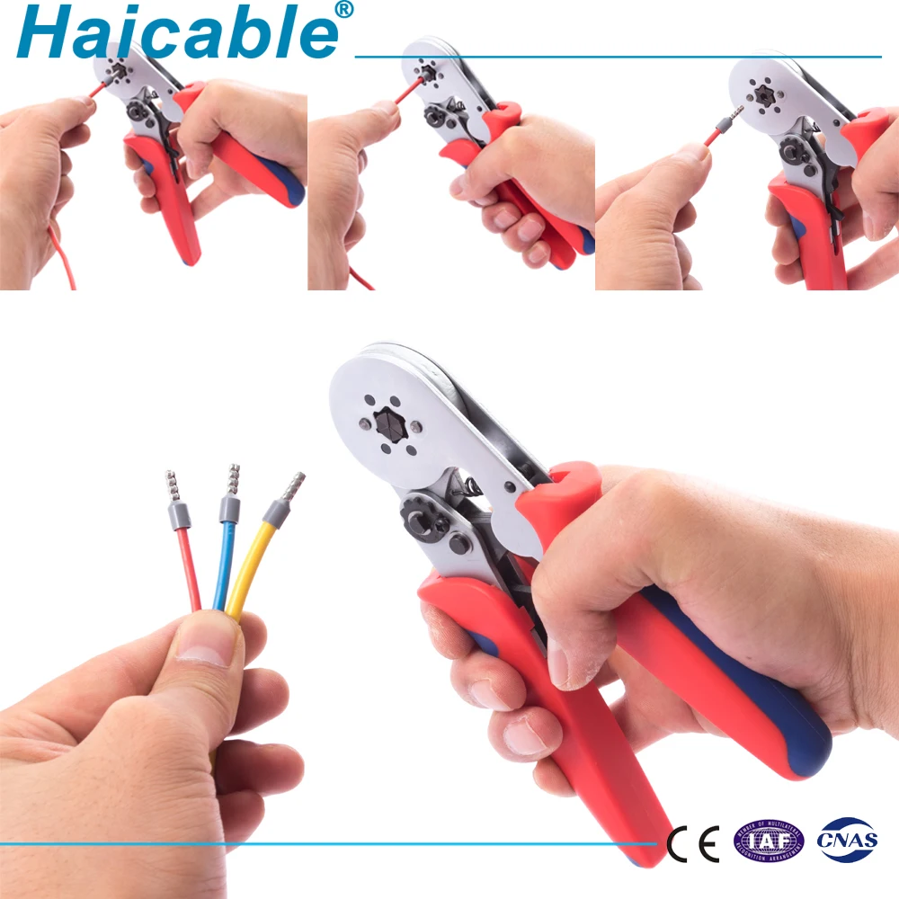 LXC8 6-6 Hexagon crimping cable ferrules crimping plier for Twin end sleeves 2*0.25-2*4.0mm2/2*20-2*11 AWG