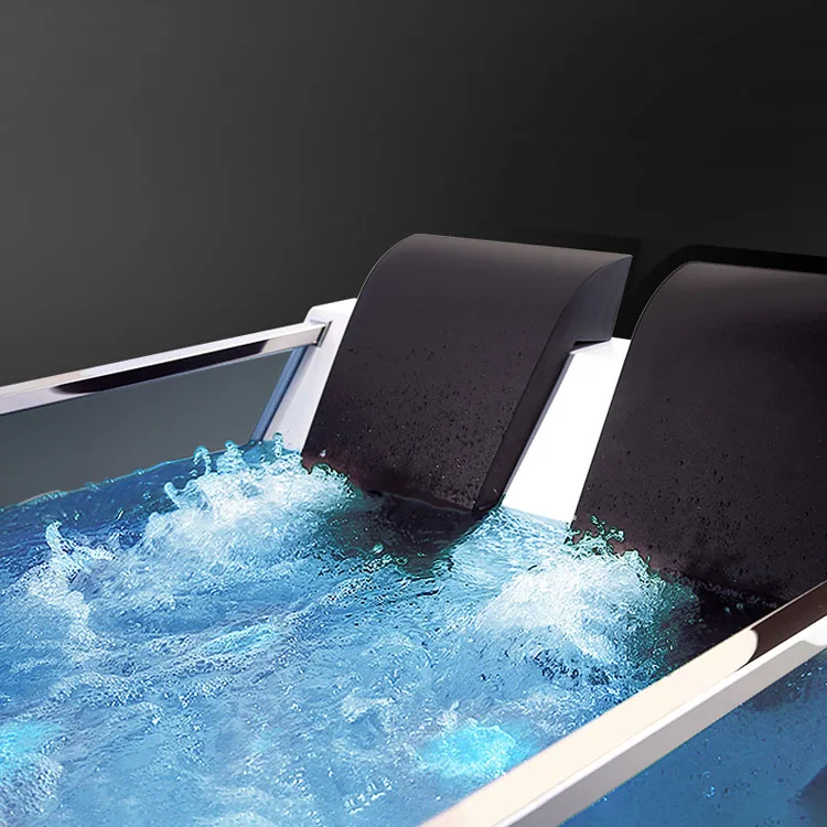 Джакузи массаж спа-ванна акрил большой ванной отеля LED струйного массажа 2 человек Двусторонняя Юбка Ванна гидромассажная на свежем воздухе