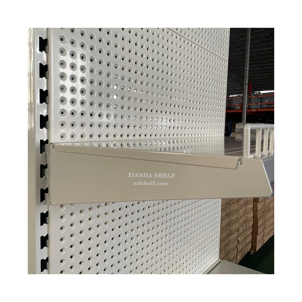 Logo Customize Shelf Rack Display Double-sides Iron Gondola Pegboard Supermarket Shelves