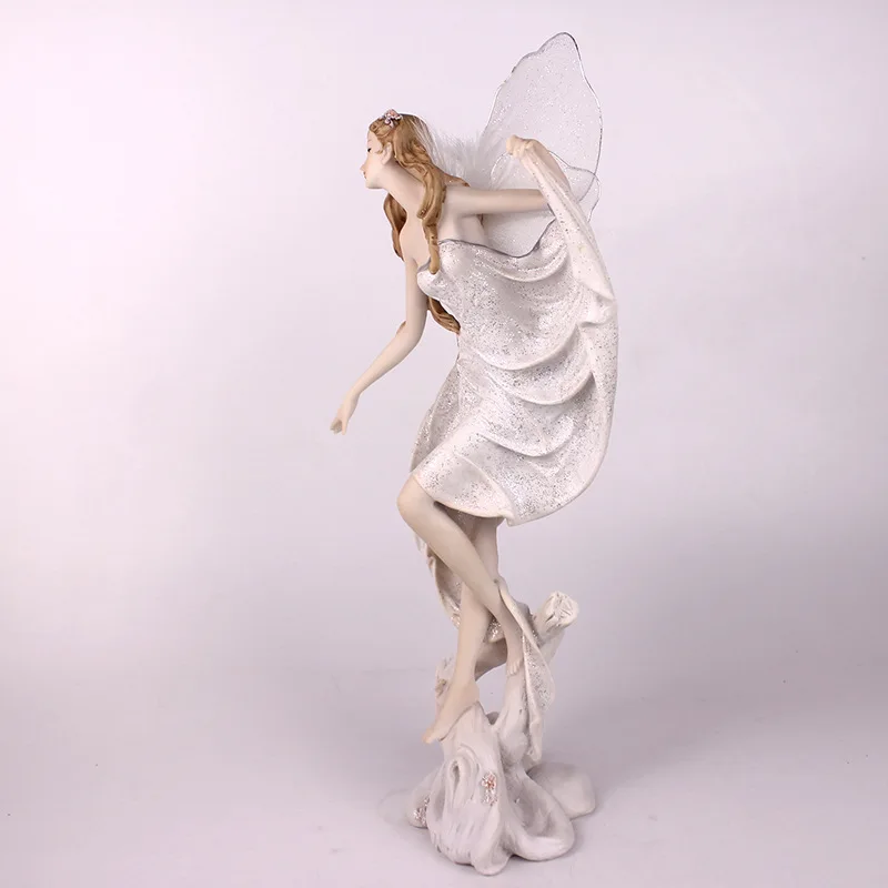 Factory supplier fancy fairy garden accessories outdoor floral decoration polyresin dancing girl fairy figurine sculpture