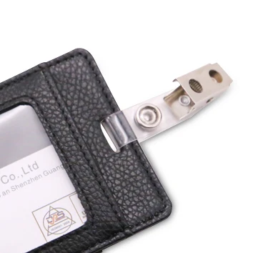 High Performance Wallet Clip PU Card Holder Leather Name Logo Custom ID Badge