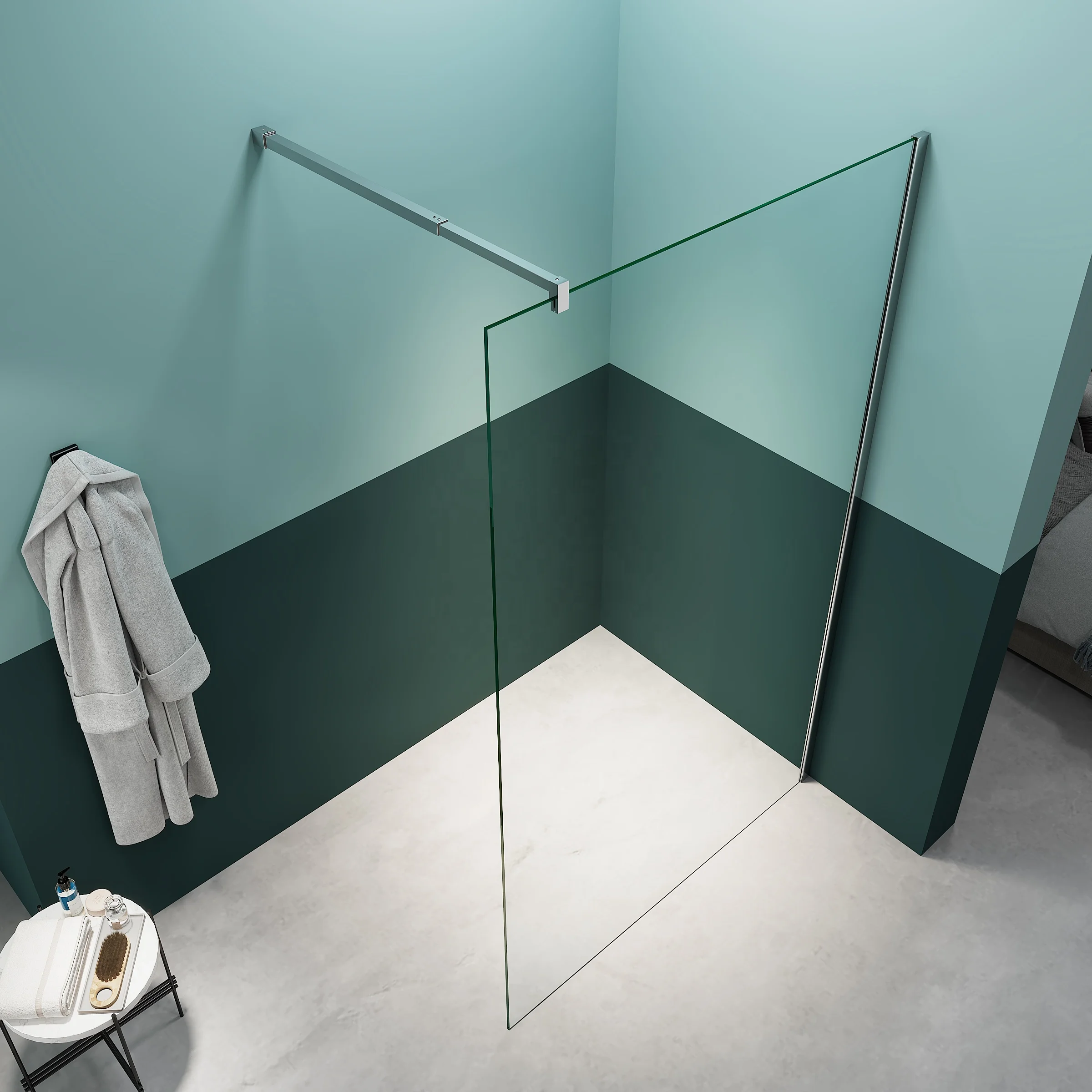 Exceed Modern Tempered Glass Walk In Bathroom Shower Enclosure Shower Door