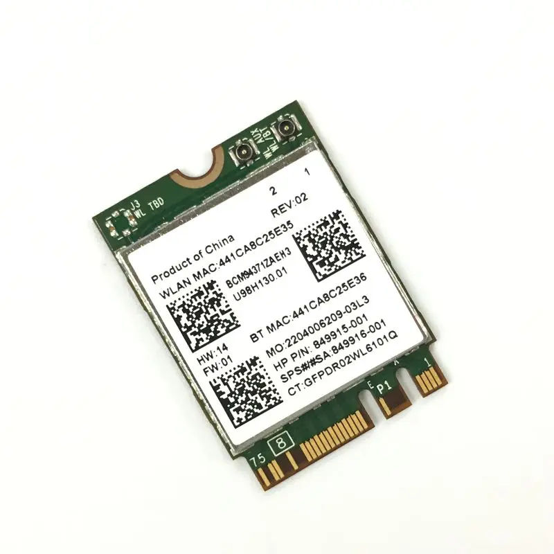 Broadcom BCM94371ZAE BCM94371 BCM4371 802.11 AC NGFF M2 867Mbps WiFi   BT 4.1 Combo SPS 843549-001 Wireless network card