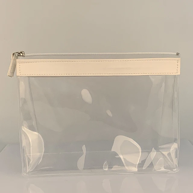 Прозрачная косметичка из ПВХ с логотипом на заказ, Сумка с белой молнией