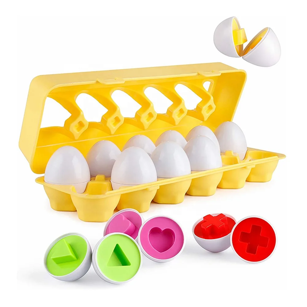 Toddlers Montessori Toys Color Recognition Shape Matching Egg Toy 12PCS Baby Educational Colorful Egg Matching Toy