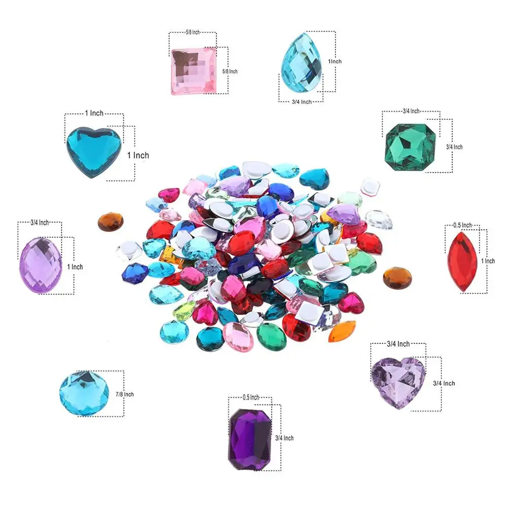 Self Adhesive Craft Jewels Jumbo Bling Crystal Gem Stickers Assorted Shapes Colors Rhinestone Stickers for Arts & Crafts Project