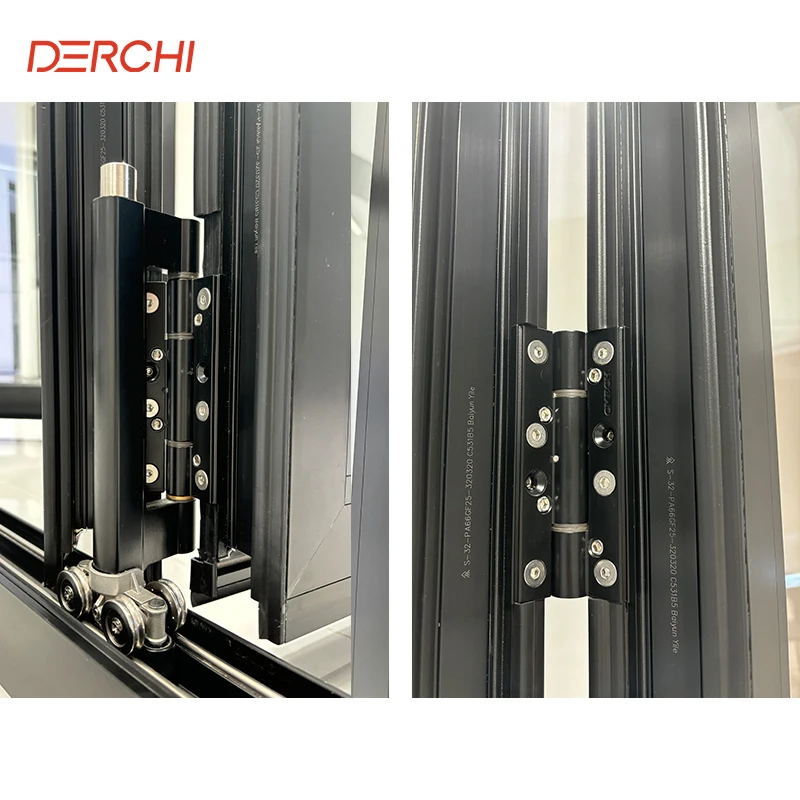 DERCHI NFRC America Hurricane Impact Aluminum Frame Large View Glass Foldable Doors Balcony Accordion Bi-Folding Patio Doors