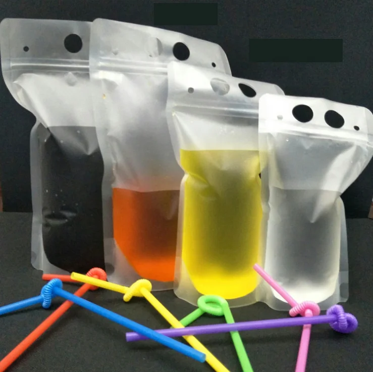 Funny DIY transparent plastic liquid beverage cold drink spout pouch packaging bag beverage pouch