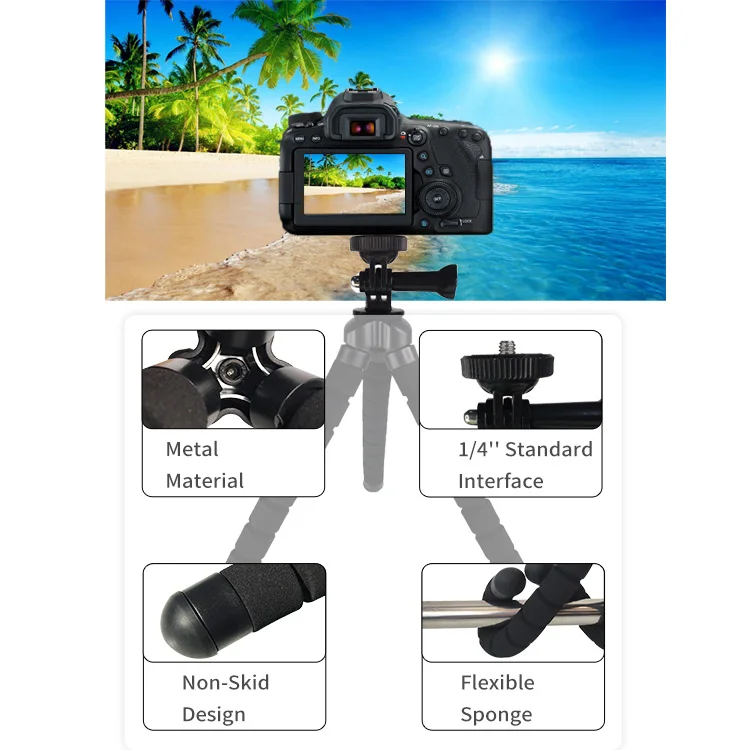 
Multi function sponge octopus flexible tripod stand monopod with camera phone accessory for streaming photography 