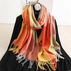 wholesale stylish luxury scarf for women cashmere 2022 hot sale checked patterns winter shawl