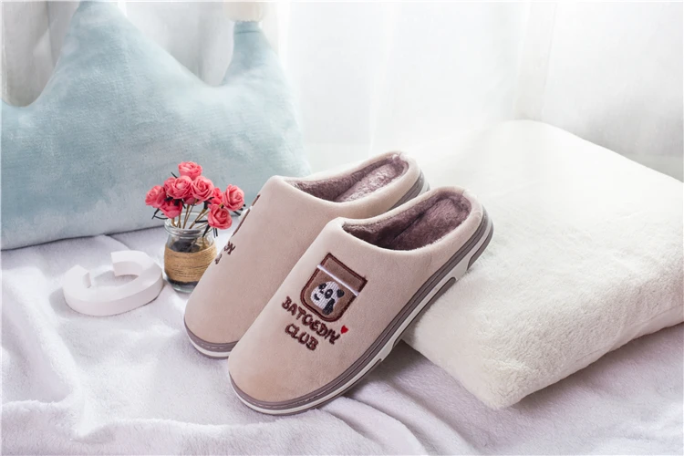 
Winter custom logo winter indoor slippers velvet women slipper animal plush slippersl 