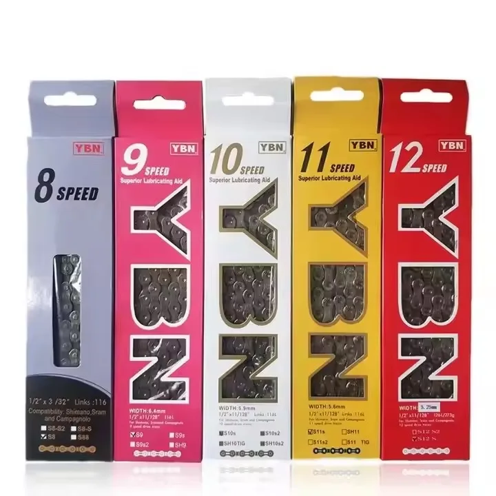 YBN Bicycle Chain MTB Mountain Road Bike Chian 8 9 10 11 12 Speed Hollowed Bicycle Chains 116 128 Links Silver YBN Chian