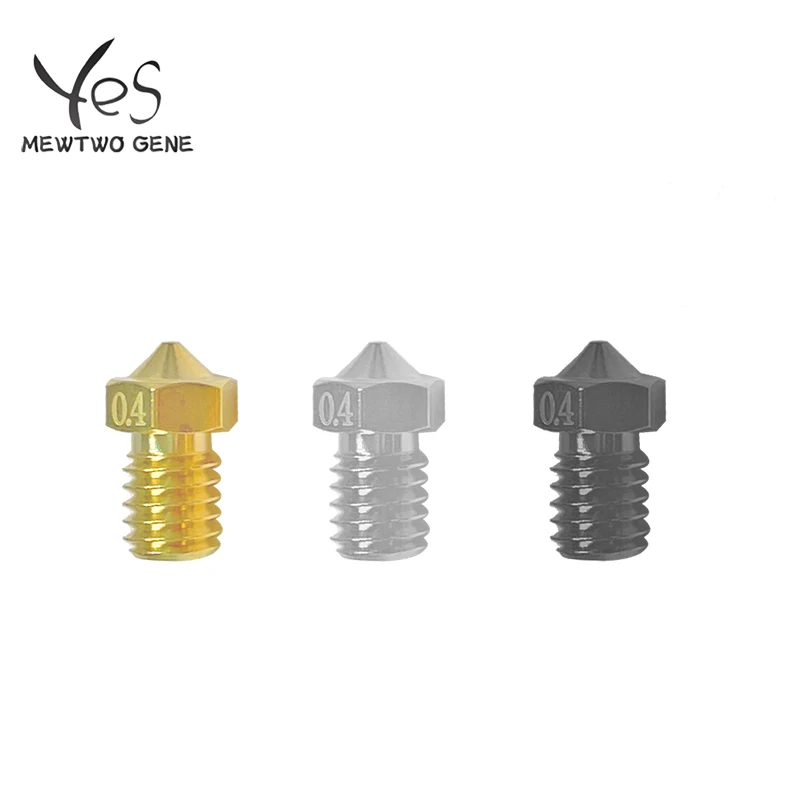 1pcs 3D Printer M6 Threaded Brass Hardened Steel V6 Nozzle .2/.4/.6/.8/1.0mm for 1.75mm Filament E3D V6 Hotend Extruder