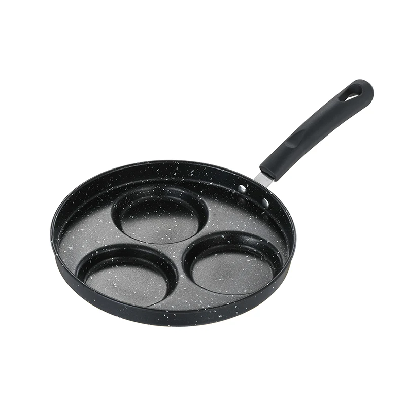 Custom Cheap Cooking Omelet Pan 3 Compartment Round Pan Deep Cast Iron Skillet 3 In 1 Non Stick Frying Pan