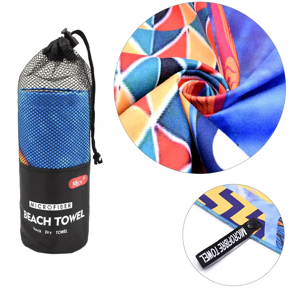 Eastsunshine custom Beach towel Sand Free Microfiber Printed Beach Towel with custom logo fast dry towel with package bag