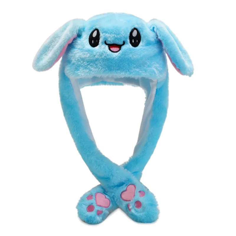 CE CPC Cartoon Stuffed Animal Plush Toys LED Light Up Hats Airbag Moving Ears Cosplay Party Holiday Dress Winter Cap Girl Gift