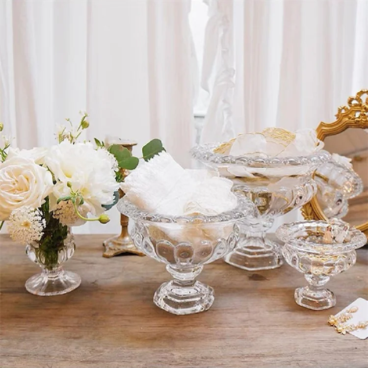 Luxury Event Wedding Centerpiece Home Decor Fruit Bucket Glass Crystal Tabletop Flower Vases