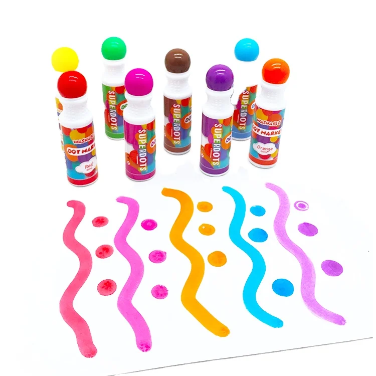 Dot Markers Kit super dots 8 Colors Art Markers Water-Based Non-Toxic drawing toys kids paint kit doodling washable pen