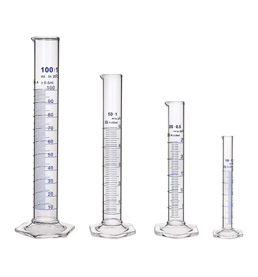 Laboratory Graduated Borosilicate Glass Measuring Cylinder Borosilicate Glass Thick-walled Lab Glassware For Sale
