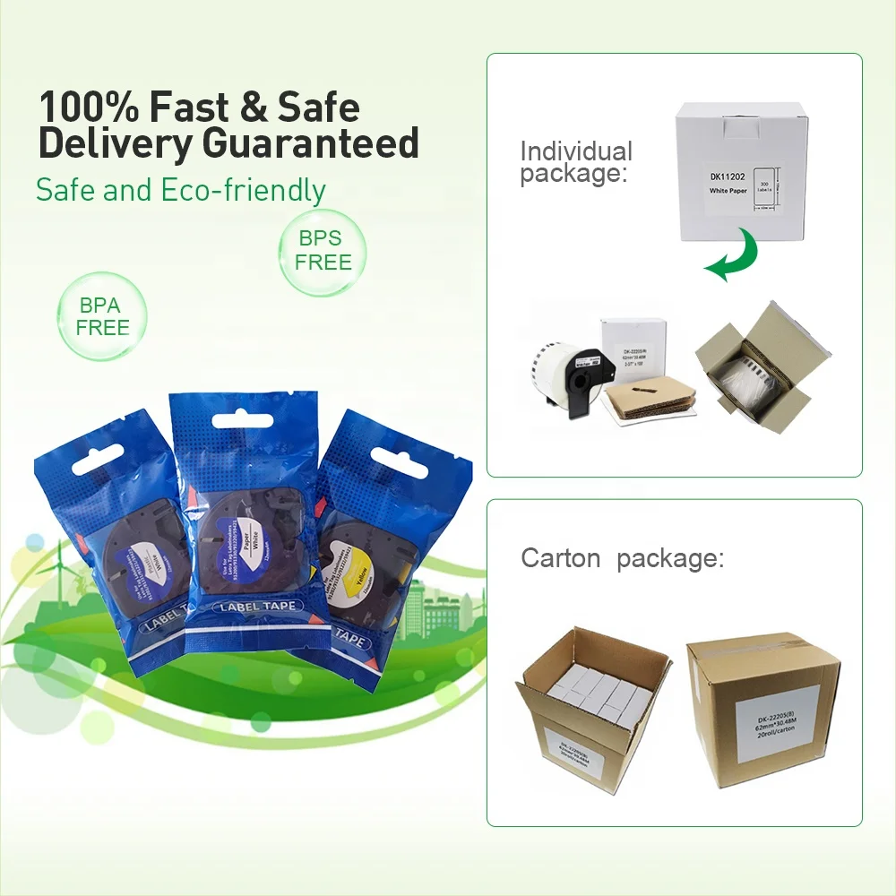 12mm Compatible 91201 Black on White Laminated Adhesive Thermal Plastic Label Cartridge Ribbon Letra Tag Tape for Dymo Printer