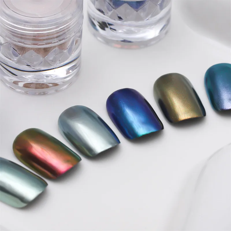 High quality Colorful Moonlight Mirror Powder 6Colors Super Bright Magic Titanium Gold Nail Art Powder