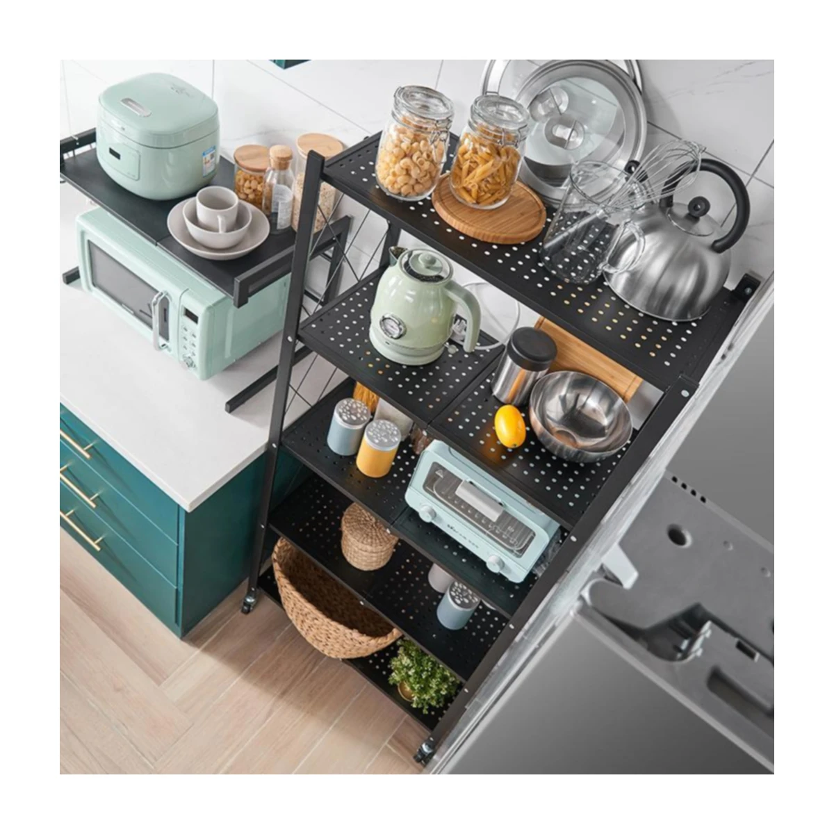 Factory sells vertical rack cabinet drawers displays 4 layer portable ladder racks