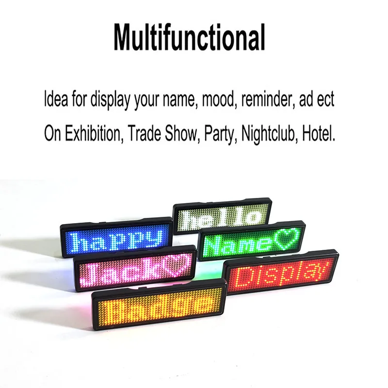 Usb Rechargeable Programmable Writing Board Scrolling Text led badge promotional