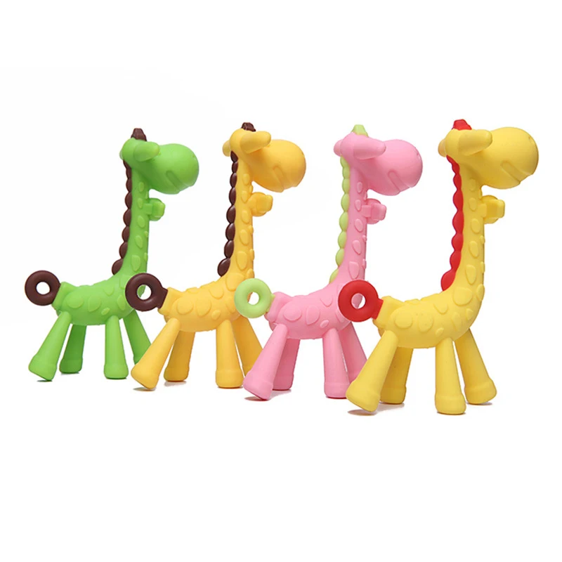 Amazon Best Seller 2022 Creative Fashion High Quality BPA Free Giraffe Animal Shaped Silicone Teether for Infant