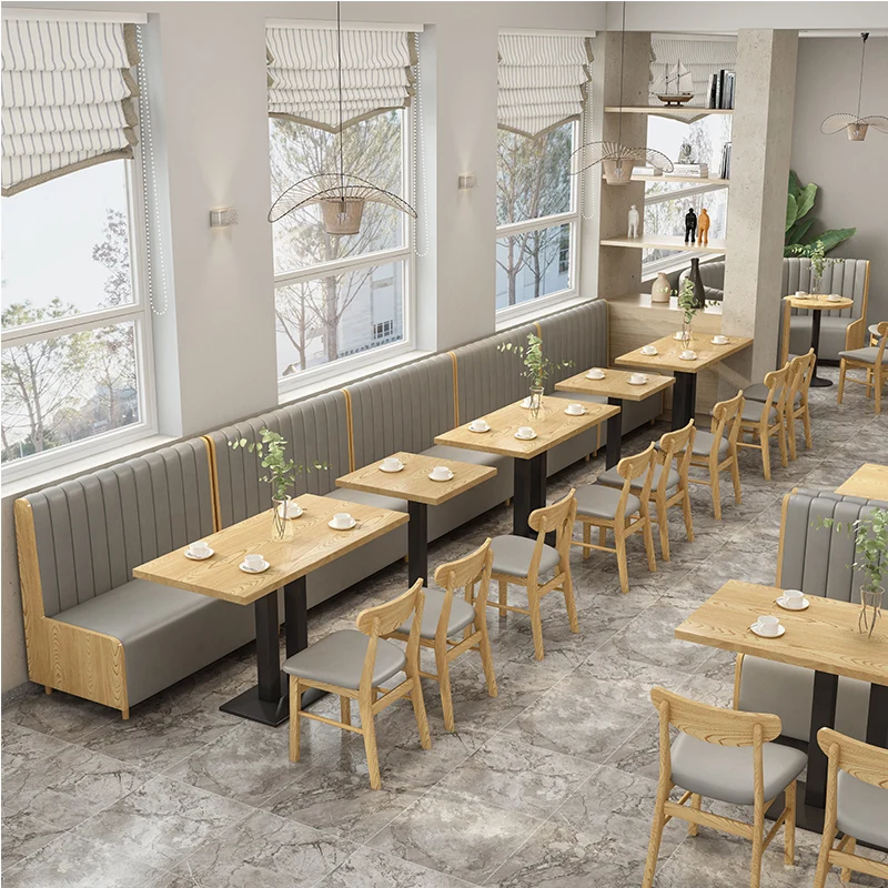 Customize Indoor Wooden Restaurant Furniture Semicircle Leather Booth Seating Sofa Bench With Table Chairs Sets