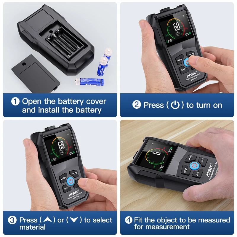 Non-contact Wood Humidity Tester Hygrometer Timber Damp Detector Tree Density Digital tester Black Wood Moisture LCD  Meter