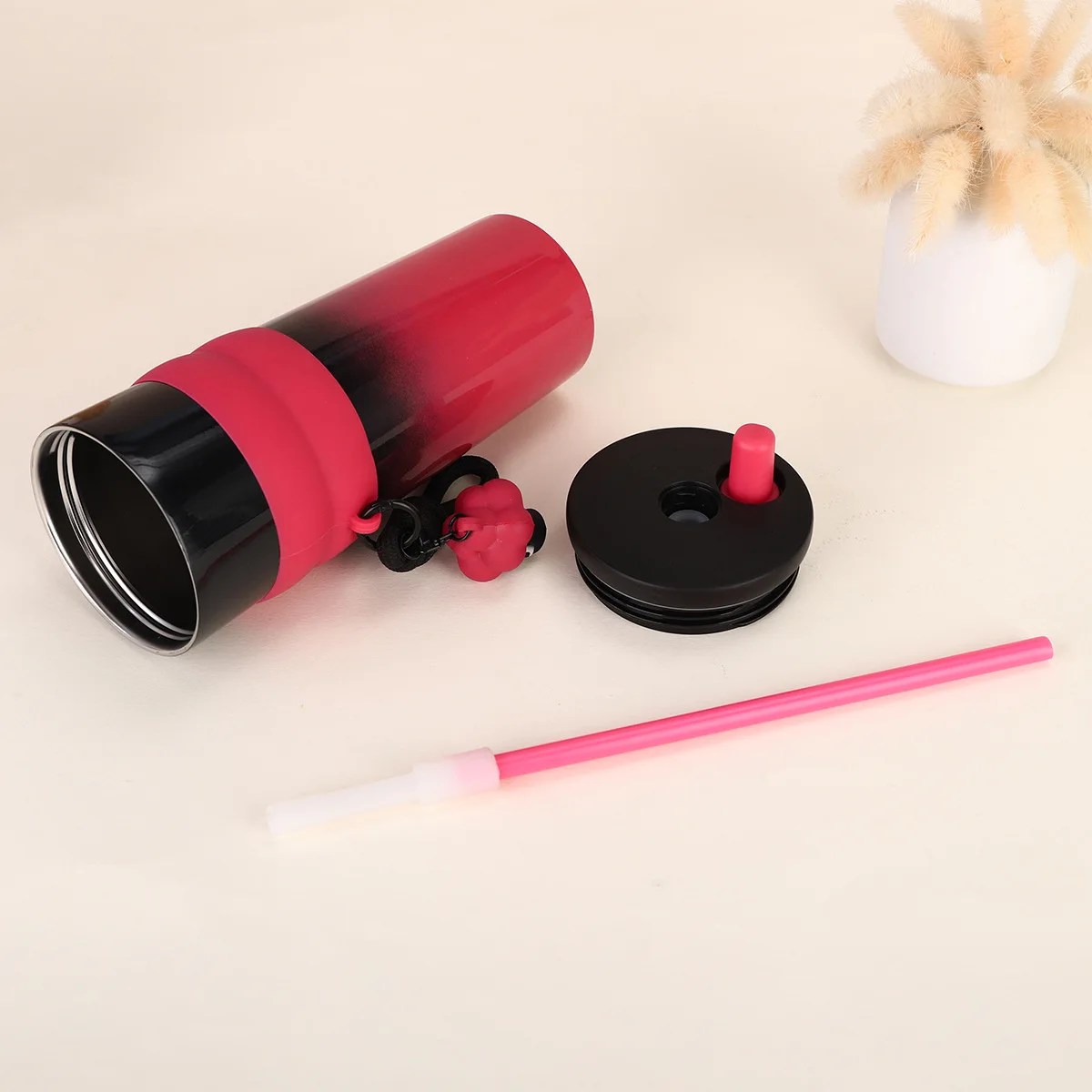 710ml 316 Stainless Steel Large Capacity Thermos  Insulated Vacuum Cup Portable Rope Coffee Tumbler Mug Cup With Straw