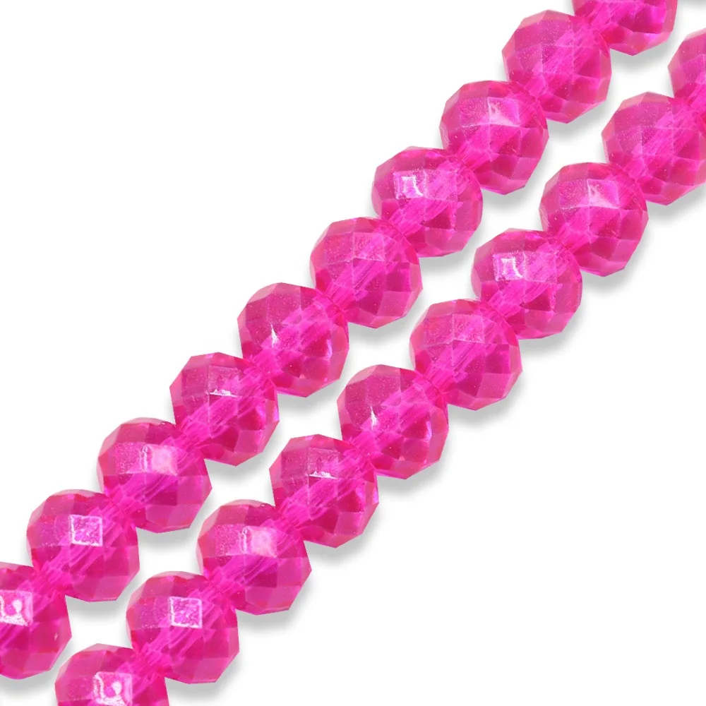 10x8mm Hot Pink Red Rainbow Disc Crystal Faceted Wheel Abacus Glass Beads for Bracelet Jewelry Decoration Making