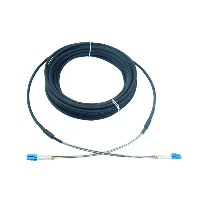 indoor / outdoor spiral armored anti-rodent fiber optic cable patch cord with lc uniboot connector
