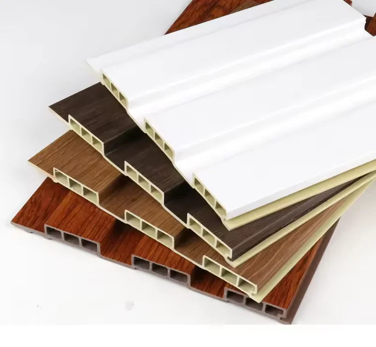 PVC wood composite WPC Fluted Wall Panels interior decorative Board Building Facades Cladding WPC wall panel for decor hot sale